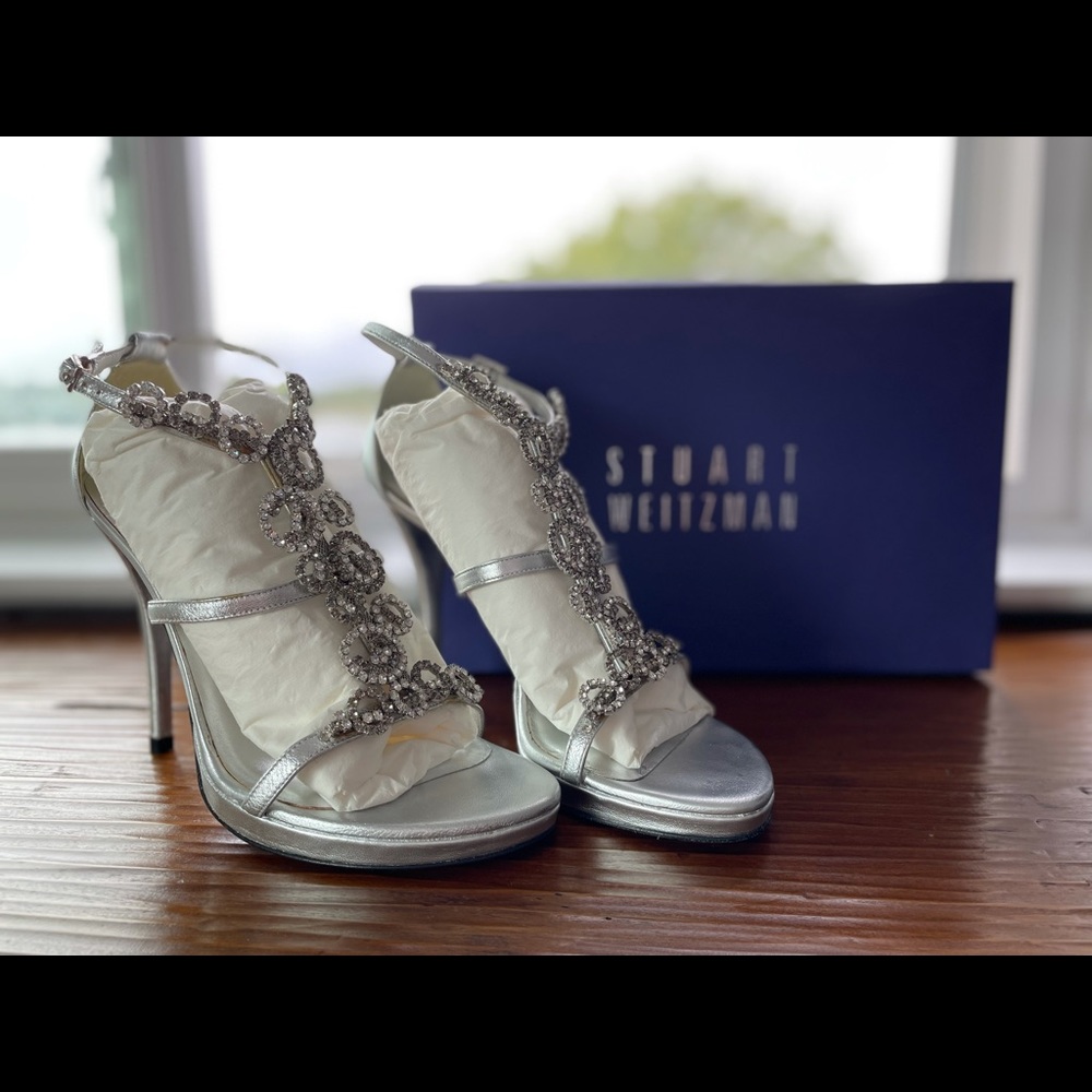 Stuart Weitzman t-strap jeweled sandal